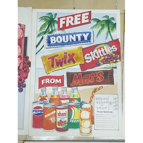 214 - Collection of 7 x X Vintage Shani, Teem and Miranda Drink Advertising Posters (Aprox 42cm x 59cm)