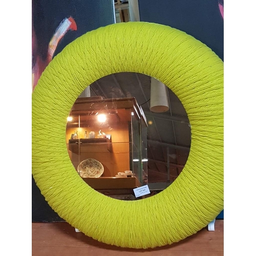 244 - Hand Craft Mirror Yellow Round Rustic (Ø58cm)