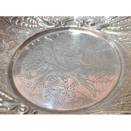 286 - A Large Silver Bowl Hand Embossed and Engraved with Flowers, Scrolls and Foliage by C S Harris, Lond... 