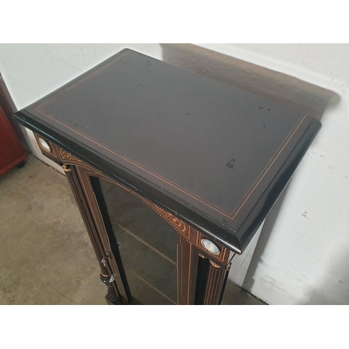 289 - Late Victorian Ebonised Pier Cabinet Inlaid with Satin Wood, Applied Wedgwood Jasperware Plaques, Br... 