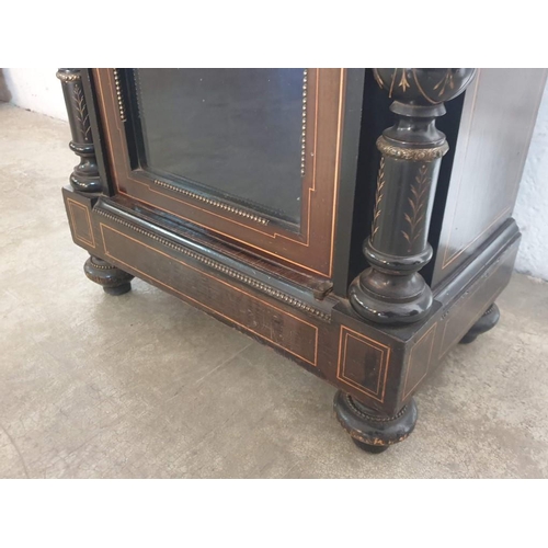 289 - Late Victorian Ebonised Pier Cabinet Inlaid with Satin Wood, Applied Wedgwood Jasperware Plaques, Br... 