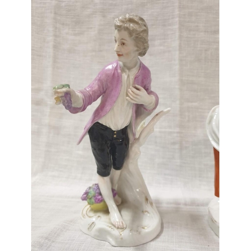 291 - A Fine Pair of Antique Furstenbers Figurines; Boy & Girl, Circa 1790 with Under Glaze Blue Marks (2)... 