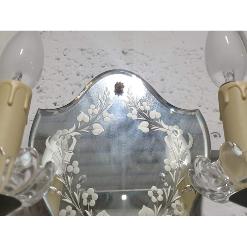 292 - Set of 4 x Baccarat Wall Lights (2 x Single Arm and 2 x Double Arm) with Shaped Mirror Wall Plate