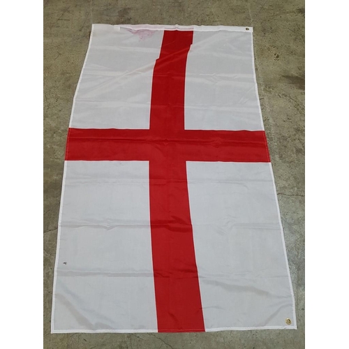 65 - English Flag (150cm x 86cm) and Hand Embroidered Table Cloth with Heraldic Pattern (80cm x 80cm)