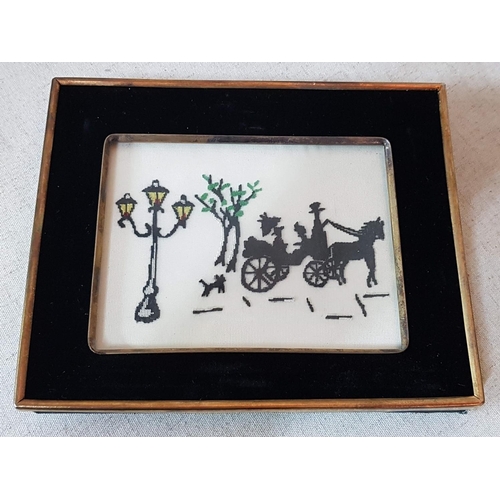 16 - 2 x Miniature Framed Silhouettes Embroidery  Pictures and One Other