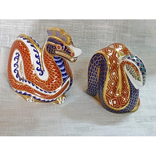 67 - Royal Crown Derby Paperweight Dragon and Snake