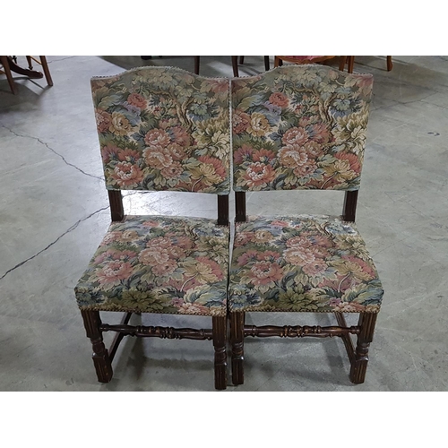 73 - Pair of Vintage Chairs with Floral Pattern Upholstery and Decorated with Metal Hobnails