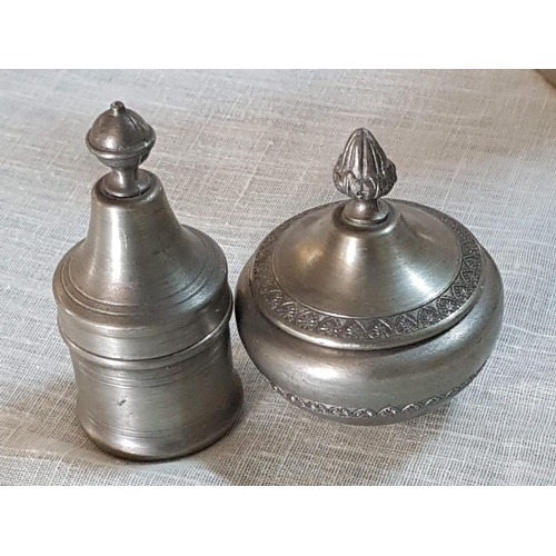 85 - Vintage Style Pewter Set; Olive Oil Jar and Mini Sugar and Salt Holders