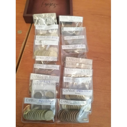 224 - Collection of Cyprus Coins (1955-2004) in Wooden Box