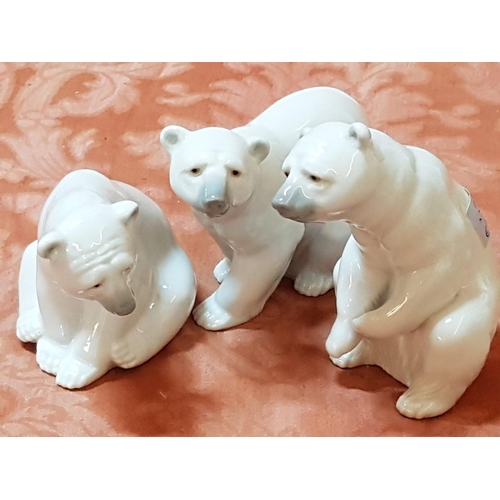 78 - Set of 3 x Lladro Polar Bears