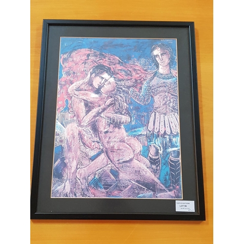 96 - Framed Print of Erotokritos Painting (1986) (35.5cm x 44.5cm)