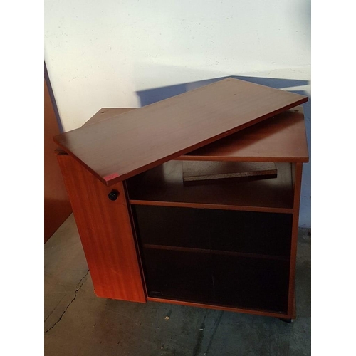 715 - 1980's TV Unit with Rotary Shelf on Wheels  (80cm x 40cm x 77.5cm)