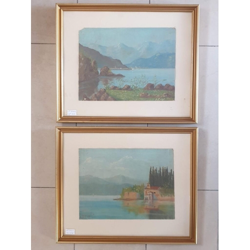 200A - Pair of Framed Oil on Canvas Paintings of Mediterranean Landscapes Signed 'A CorpePPo' (?), (Each Ap... 