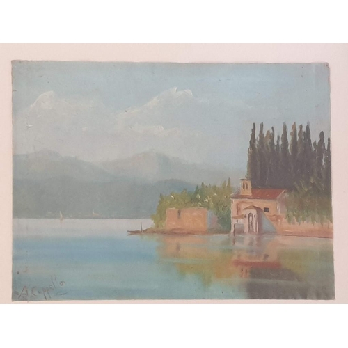 200A - Pair of Framed Oil on Canvas Paintings of Mediterranean Landscapes Signed 'A CorpePPo' (?), (Each Ap... 