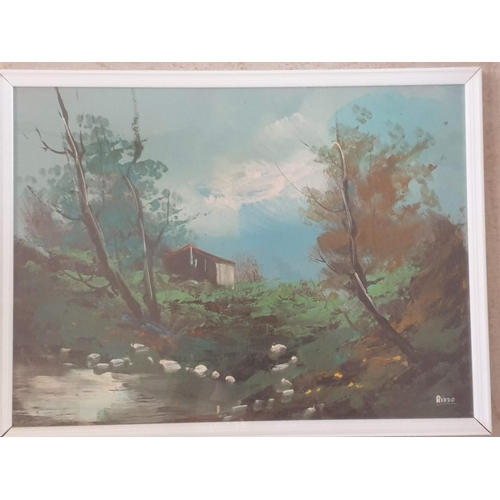 200B - 2 x Double Framed Landscape Paintings Signed 'Rizzo' (Italy?), (Each Approx. 53 x 43cm Overall), (2)