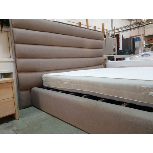 58 - Modern Double Bed with Grey Fabric Headboard and 
 Surround (Fits 150 x 200cm Mattress), Together wi... 