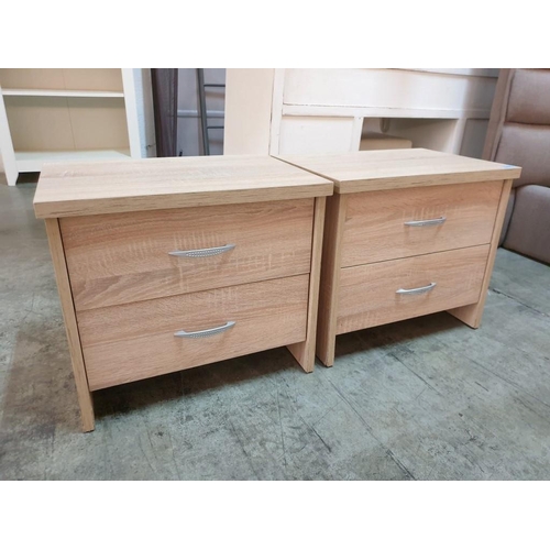 59 - Pair of Modern Light Wood 2 - Drawer Bedside Unit (2)