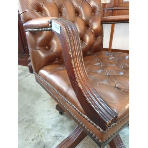 20 - Gainsborough Chair; Chesterfield Style Button Back Leather Revolving Directors / Captains Chair by W... 