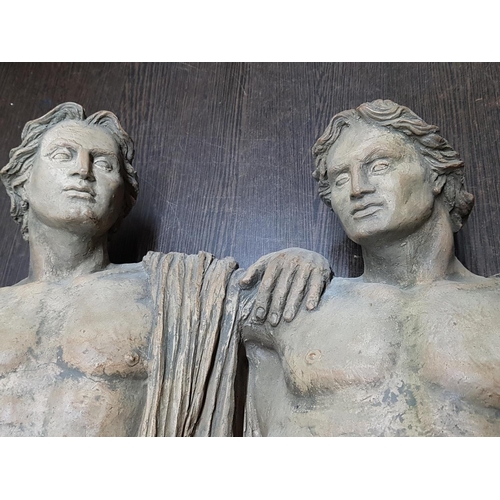 41 - Antique Style Sculpture Two Brothers, Unknown Artist, Possibly Concrete with Bronzed Finish (Approx.... 