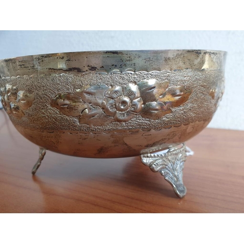 56 - Vintage Cyprus Silver Bowl (.830), Decorative Design with 3-Feet (Approx. 16cm Diameter, 8.5cm High)... 