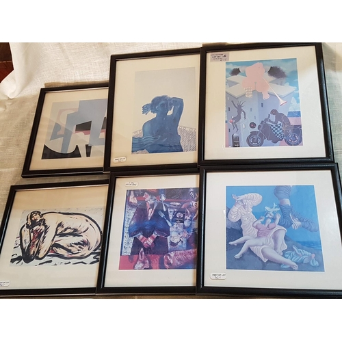 680 - Collection of 6 x Modern Abstractions Prints in Frame (1 x 24cm x 28cm, 2 x 27cm x 24cm, 1 x 24cm x ... 