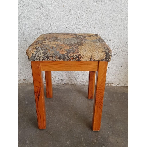 700 - Wooden Stool with Fabric Seat (49cm)