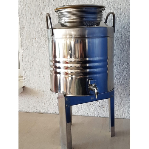 63 - Stainless Steel 20L Olive Oil Container with Tap and Stand (H:61cm)