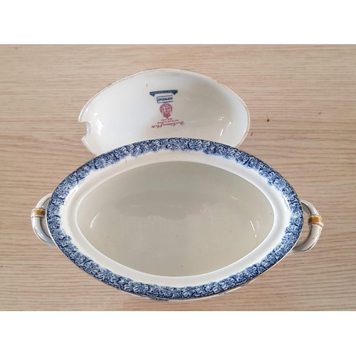 65 - Set of 3 x Royal Worcester Vitreous Davis College & Co Ltd Blue & White Oval Vintage Porcelain Dishe... 