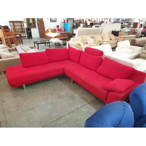 112 - Bo Concept Red Fabric Corner Sofa