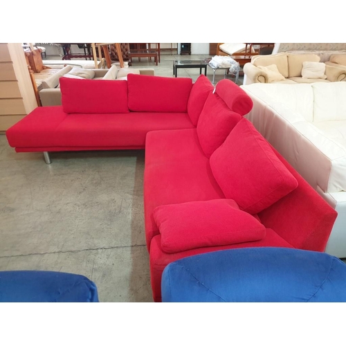 112 - Bo Concept Red Fabric Corner Sofa