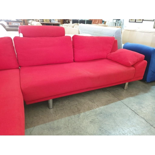 112 - Bo Concept Red Fabric Corner Sofa