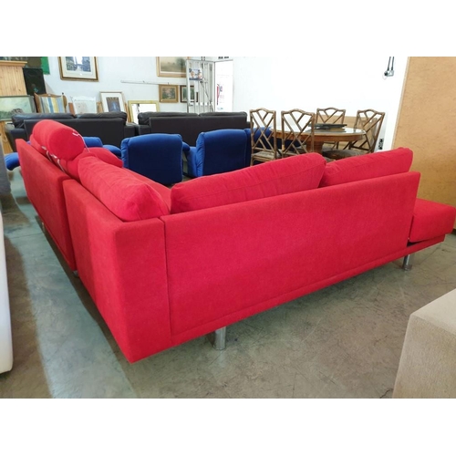 112 - Bo Concept Red Fabric Corner Sofa