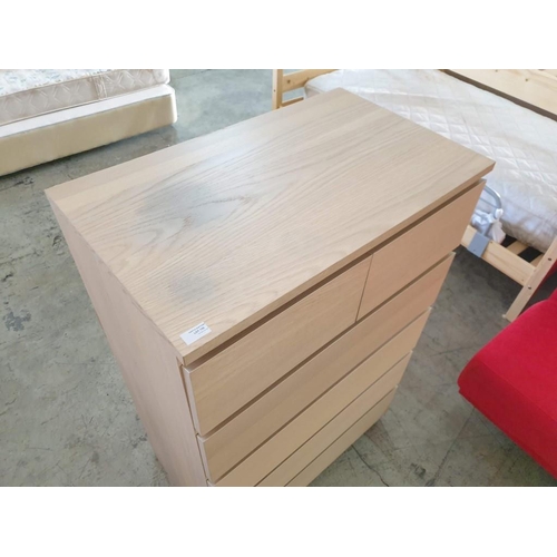 155 - Light Oak Colour Wood Effect 6 - Drawer Tall Boy / Chest of Drawers (81cm x 49cm x 123cm)