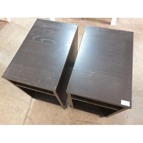 174 - Pair of Black Ash Wood Effect Desk Pedestal Units on Wheels (Ikea) (2)