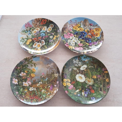 218 - 8 x Decorative Plates with Hanging Hooks from Wild Flower Collection Furstenberg 1989 22-F82-81/82/8... 