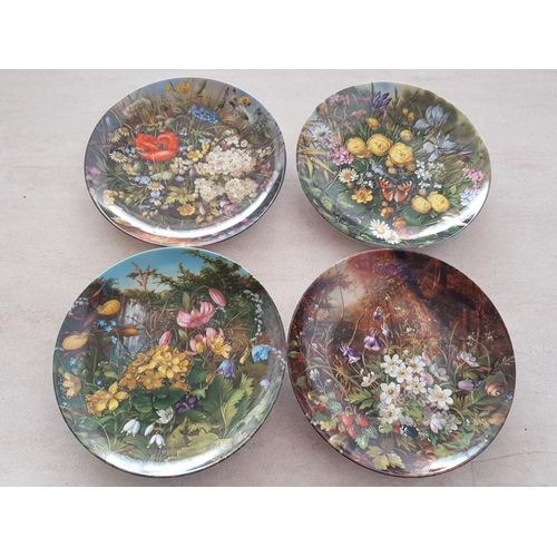 218 - 8 x Decorative Plates with Hanging Hooks from Wild Flower Collection Furstenberg 1989 22-F82-81/82/8... 