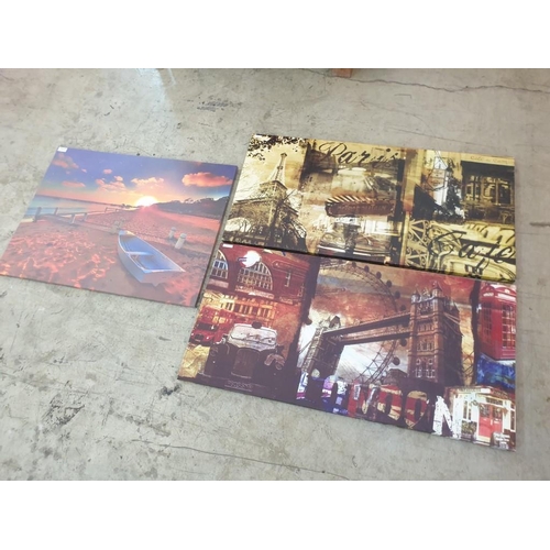 78 - 3 x Wall Prints; London, Paris & Beach Scene (3)