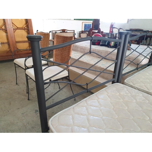 81 - Single Bed with Black Metal Frame and Orthopedic Mattress (90cm x 190cm)