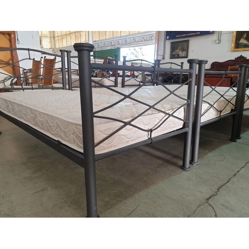 81 - Single Bed with Black Metal Frame and Orthopedic Mattress (90cm x 190cm)