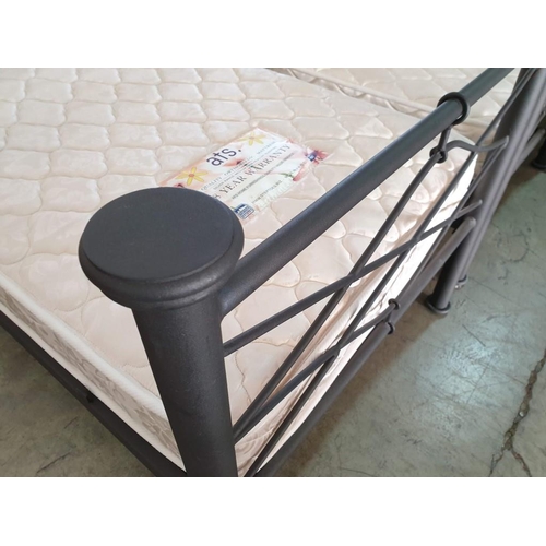 81 - Single Bed with Black Metal Frame and Orthopedic Mattress (90cm x 190cm)