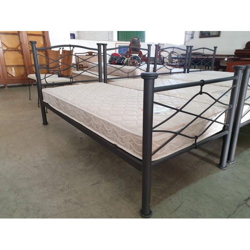 83 - Single Bed with Black Metal Frame and Orthopedic Mattress (90cm x 190cm)