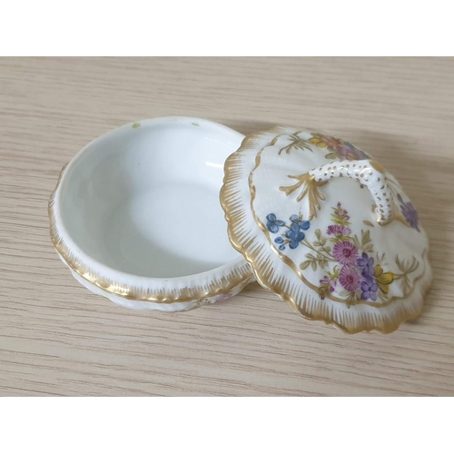 207 - A Meissen Bon Bonniere Decorated with Flowers and Gilding (Approx Ø 8cm) (CONS 797)