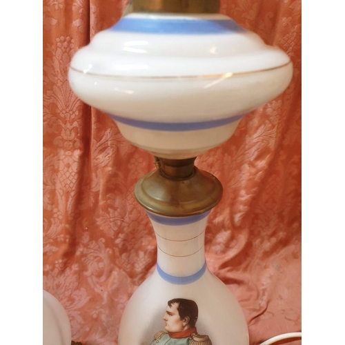 96 - A Pair of French Opaque Glass Napoleonic Table Lamps, Late 19th Century (2) (Ref; POR 269)