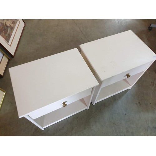 225 - Pair of White Finished Bedside Units with Drawer (each 52cm x 37cm x 54cm) (2)