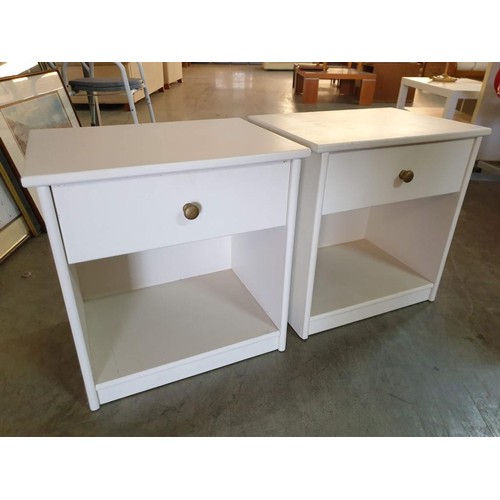 225 - Pair of White Finished Bedside Units with Drawer (each 52cm x 37cm x 54cm) (2)