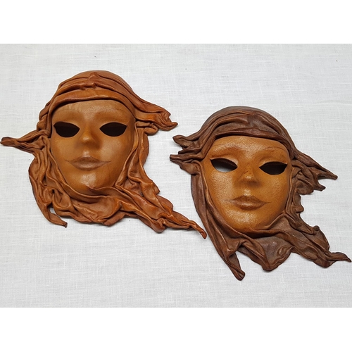 232 - Pair of Wall Ornament Leather Masks