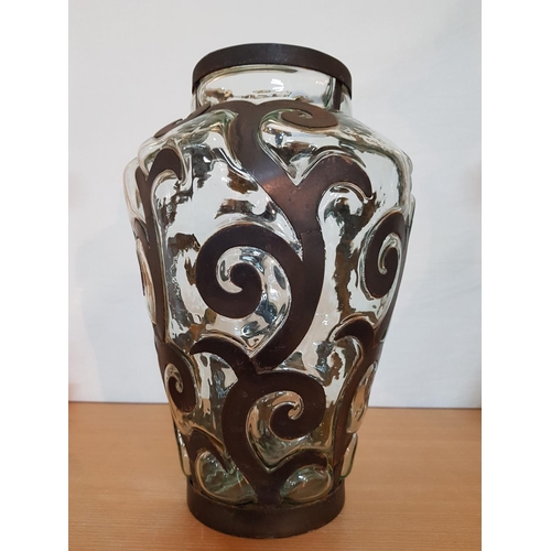 233 - Large Hand Made Glass / Metal Vase (H:32.5cm)