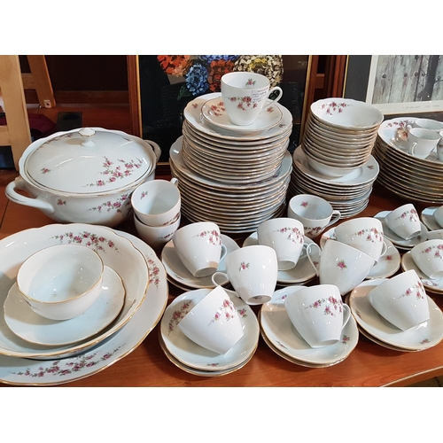 49 - Dinner / Tea / Coffee Set - Bohemia Vintage Porcelain Made in Czechoslovakia (Pink Flowers Pattern)