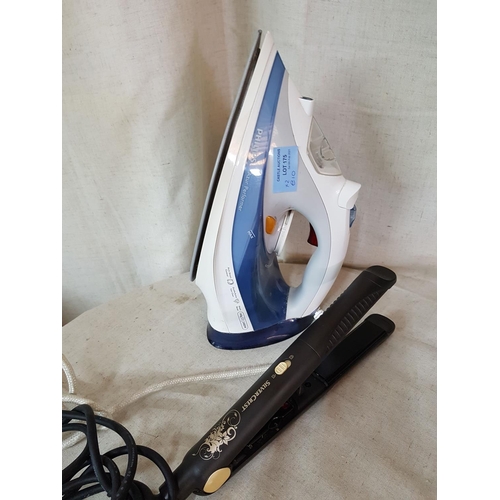 884 - Philips Small Iron and Silver Crest Hair Iron (Un-Tested)