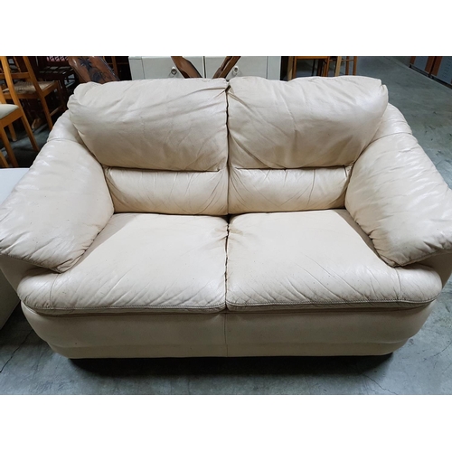 887 - 2 - Seater Cream Leatherette Sofa